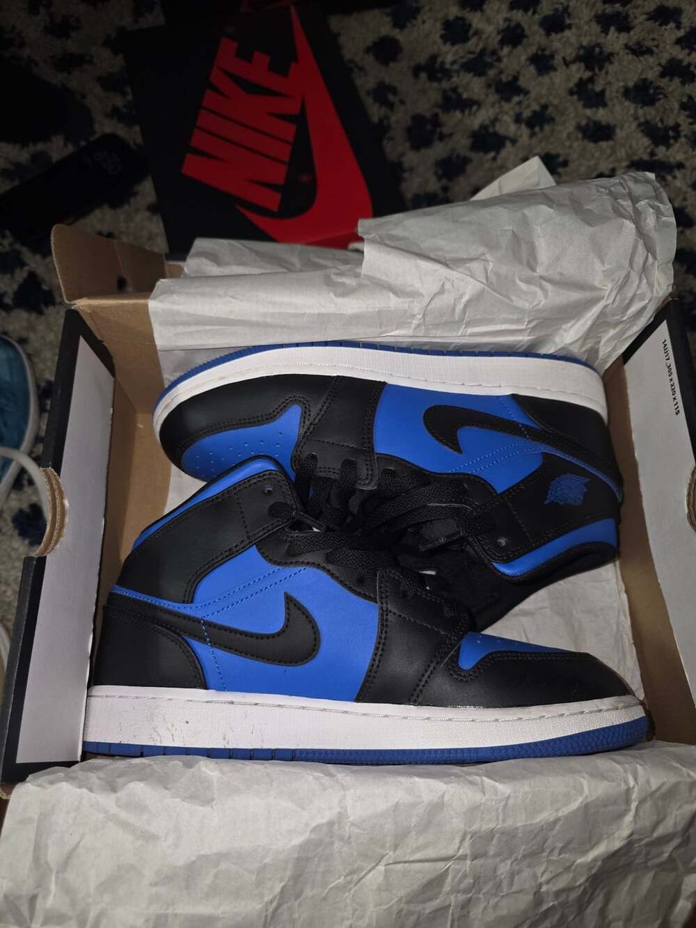 Jordan Air Jordan 1 Mid Black Hyper Royal Blue White Sneakers